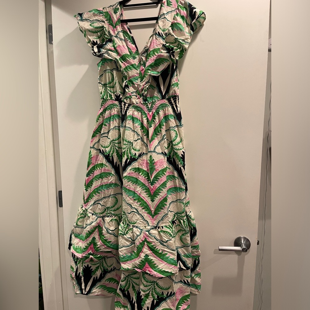 Zara Vibrant Green and Pink Maxi Dress